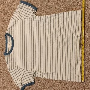 Todd Snyder Cream and Blue Striped Men's Shirt